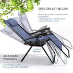 Lot de 2 chaises Nestl Zéro Gravité, Chaises de Camping Inclinables, Chaises Pliantes d'Extérieur avec Oreiller et Plateau Porte-Gobelet