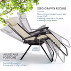 Lot de 2 chaises Nestl Zéro Gravité, Chaises de Camping Inclinables, Chaises Pliantes d'Extérieur avec Oreiller et Plateau Porte-Gobelet