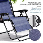 Lot de 2 chaises Nestl Zéro Gravité, Chaises de Camping Inclinables, Chaises Pliantes d'Extérieur avec Oreiller et Plateau Porte-Gobelet