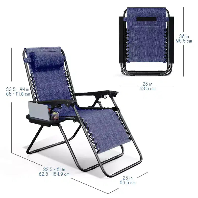 Lot de 2 chaises Nestl Zéro Gravité, Chaises de Camping Inclinables, Chaises Pliantes d'Extérieur avec Oreiller et Plateau Porte-Gobelet
