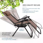 Lot de 2 chaises Nestl Zéro Gravité, Chaises de Camping Inclinables, Chaises Pliantes d'Extérieur avec Oreiller et Plateau Porte-Gobelet