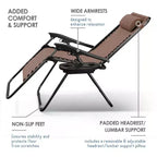 Lot de 2 chaises Nestl Zéro Gravité, Chaises de Camping Inclinables, Chaises Pliantes d'Extérieur avec Oreiller et Plateau Porte-Gobelet