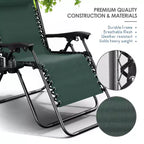 Lot de 2 chaises Nestl Zéro Gravité, Chaises de Camping Inclinables, Chaises Pliantes d'Extérieur avec Oreiller et Plateau Porte-Gobelet