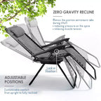 Lot de 2 chaises Nestl Zéro Gravité, Chaises de Camping Inclinables, Chaises Pliantes d'Extérieur avec Oreiller et Plateau Porte-Gobelet