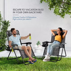 Lot de 2 chaises Nestl Zéro Gravité, Chaises de Camping Inclinables, Chaises Pliantes d'Extérieur avec Oreiller et Plateau Porte-Gobelet