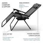 Lot de 2 chaises Nestl Zéro Gravité, Chaises de Camping Inclinables, Chaises Pliantes d'Extérieur avec Oreiller et Plateau Porte-Gobelet