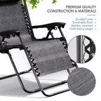Lot de 2 chaises Nestl Zéro Gravité, Chaises de Camping Inclinables, Chaises Pliantes d'Extérieur avec Oreiller et Plateau Porte-Gobelet