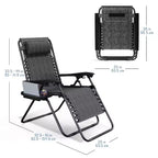 Lot de 2 chaises Nestl Zéro Gravité, Chaises de Camping Inclinables, Chaises Pliantes d'Extérieur avec Oreiller et Plateau Porte-Gobelet
