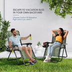 Lot de 2 chaises Nestl Zéro Gravité, Chaises de Camping Inclinables, Chaises Pliantes d'Extérieur avec Oreiller et Plateau Porte-Gobelet