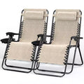 Nestl Zero Gravity Chairs Set of 2, Reclining Camping Chair, Folding Outdoor Chair with Pillow & Cup Holder Tray