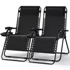 Lot de 2 chaises Nestl Zéro Gravité, Chaises de Camping Inclinables, Chaises Pliantes d'Extérieur avec Oreiller et Plateau Porte-Gobelet