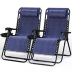 Lot de 2 chaises Nestl Zéro Gravité, Chaises de Camping Inclinables, Chaises Pliantes d'Extérieur avec Oreiller et Plateau Porte-Gobelet
