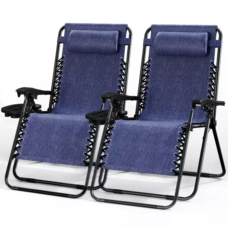 Lot de 2 chaises Nestl Zéro Gravité, Chaises de Camping Inclinables, Chaises Pliantes d'Extérieur avec Oreiller et Plateau Porte-Gobelet