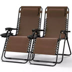 Lot de 2 chaises Nestl Zéro Gravité, Chaises de Camping Inclinables, Chaises Pliantes d'Extérieur avec Oreiller et Plateau Porte-Gobelet