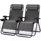 Lot de 2 chaises Nestl Zéro Gravité, Chaises de Camping Inclinables, Chaises Pliantes d'Extérieur avec Oreiller et Plateau Porte-Gobelet
