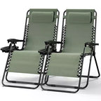 Lot de 2 chaises Nestl Zéro Gravité, Chaises de Camping Inclinables, Chaises Pliantes d'Extérieur avec Oreiller et Plateau Porte-Gobelet