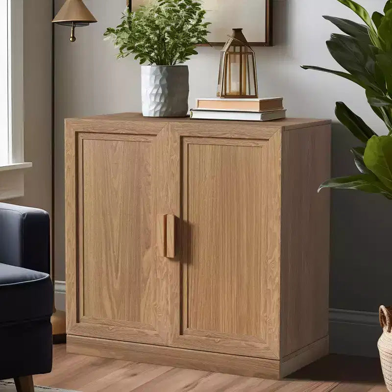 [78,7 cm | Grain de bois de luxe] Meuble décoratif à deux portes pour salon et chambre (noir mat + rangement multicouche)