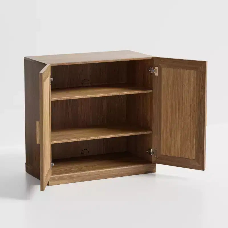 [78,7 cm | Grain de bois de luxe] Meuble décoratif à deux portes pour salon et chambre (noir mat + rangement multicouche)
