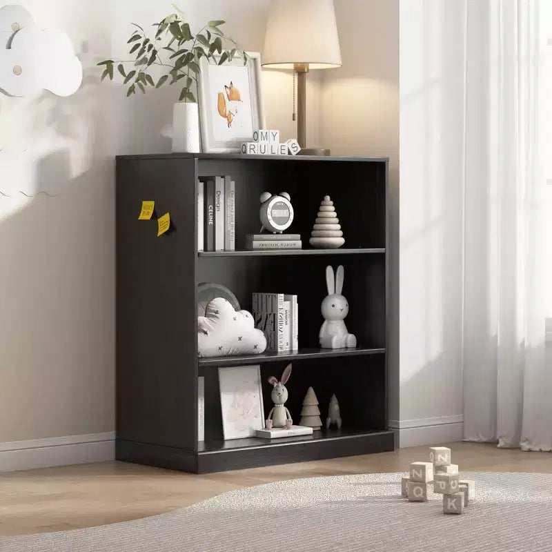 [78,7 cm | Conception Ouverte]Étagère de Rangement Sans Porte en Grain de Bois Noir (Décoration Multi-Fonctionnelle pour Salon/Chambre)
