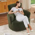 Fauteuil pivotant Okak Modern Accent, fauteuil pivotant en tissu avec accoudoirs, fauteuil de canapé rond avec appui-tête réglable pour salon, chambre à coucher