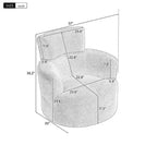 Fauteuil pivotant Okak Modern Accent, fauteuil pivotant en tissu avec accoudoirs, fauteuil de canapé rond avec appui-tête réglable pour salon, chambre à coucher
