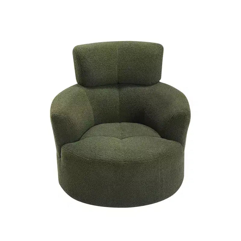 Fauteuil pivotant Okak Modern Accent, fauteuil pivotant en tissu avec accoudoirs, fauteuil de canapé rond avec appui-tête réglable pour salon, chambre à coucher