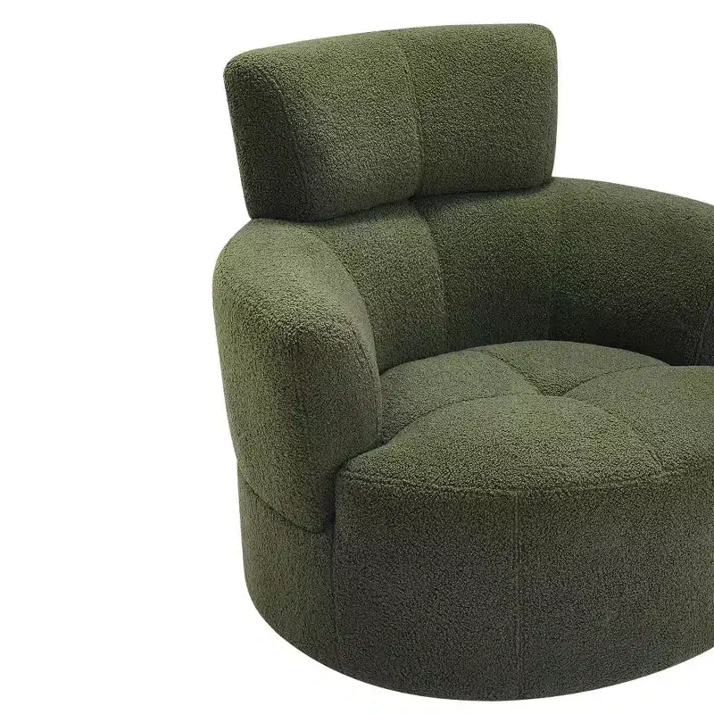 Fauteuil pivotant Okak Modern Accent, fauteuil pivotant en tissu avec accoudoirs, fauteuil de canapé rond avec appui-tête réglable pour salon, chambre à coucher