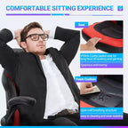 Chaise de jeu Bestier, chaise pivotante d'ordinateur en cuir PU avec soutien lombaire, dossier réglable et accoudoir rabattable pour chaise de bureau à domicile