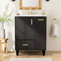 Chic Crate-24 Modern Bathroom Vanity  Sink & Deep Drawer | 2-Tier Pull-Out Basket | Solid Wood Frame | Black