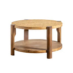 Table Basse Ronde en Bois à 2 Niveaux Grace de GDFStudio, 34", avec Étagère de Rangement
