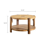 Table Basse Ronde en Bois à 2 Niveaux Grace de GDFStudio, 34", avec Étagère de Rangement