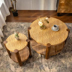 Table Basse Ronde en Bois à 2 Niveaux Grace de GDFStudio, 34", avec Étagère de Rangement