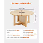 Table basse en rotin VEVOR, table basse ronde en rotin tressé avec plateau en bois d'hévéa, table basse de rangement circulaire bohème moderne de 84 cm