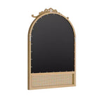 Miroir de salle de bain arqué 36x24 avec cadre en bois, miroir mural en rotin pour chambre à coucher, salon, entrée, couleur naturelle