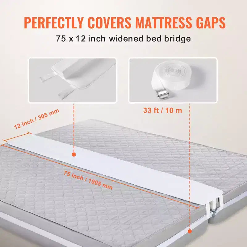 Pont de lit VEVOR, kit convertisseur de lit king-size, remplisseur d'espace pour lit king-size ajustable, connecteur de matelas, remplisseur d'espace de matelas