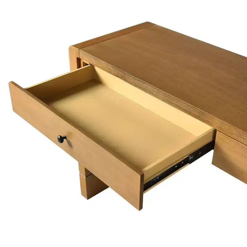 Table d'entrée en bois avec 2 tiroirs, Consoles rustiques de style fermier pour entrée