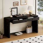 Table d'entrée en bois avec 2 tiroirs, Consoles rustiques de style fermier pour entrée
