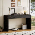 Wooden Entryway Table with 2 Drawers, Farmhouse Rustic Console Tables for Entryway