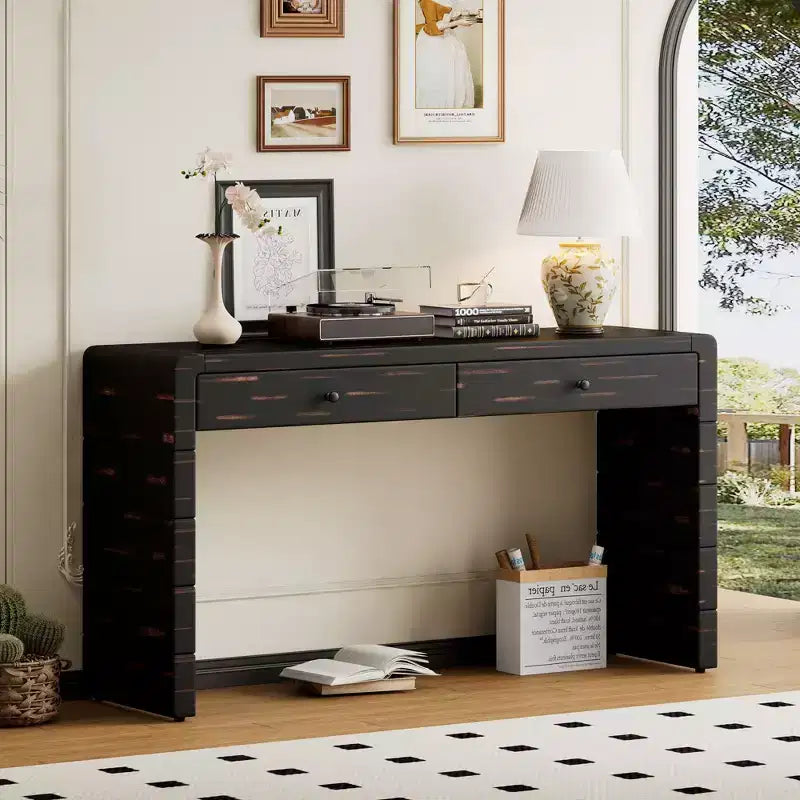 Wooden Entryway Table with 2 Drawers, Farmhouse Rustic Console Tables for Entryway