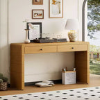 Table d'entrée en bois avec 2 tiroirs, Consoles rustiques de style fermier pour entrée