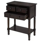 Console étroite, Table d'appoint mince avec trois tiroirs de rangement et une étagère inférieure (Espresso)