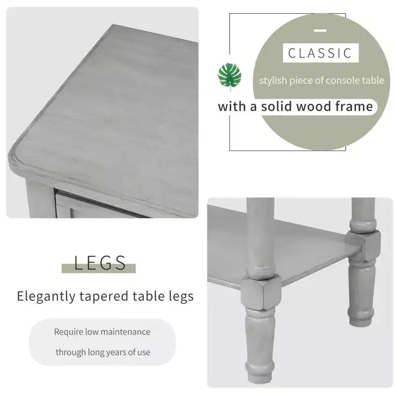 Console étroite, Table d'appoint mince avec trois tiroirs de rangement et une étagère inférieure (Espresso)