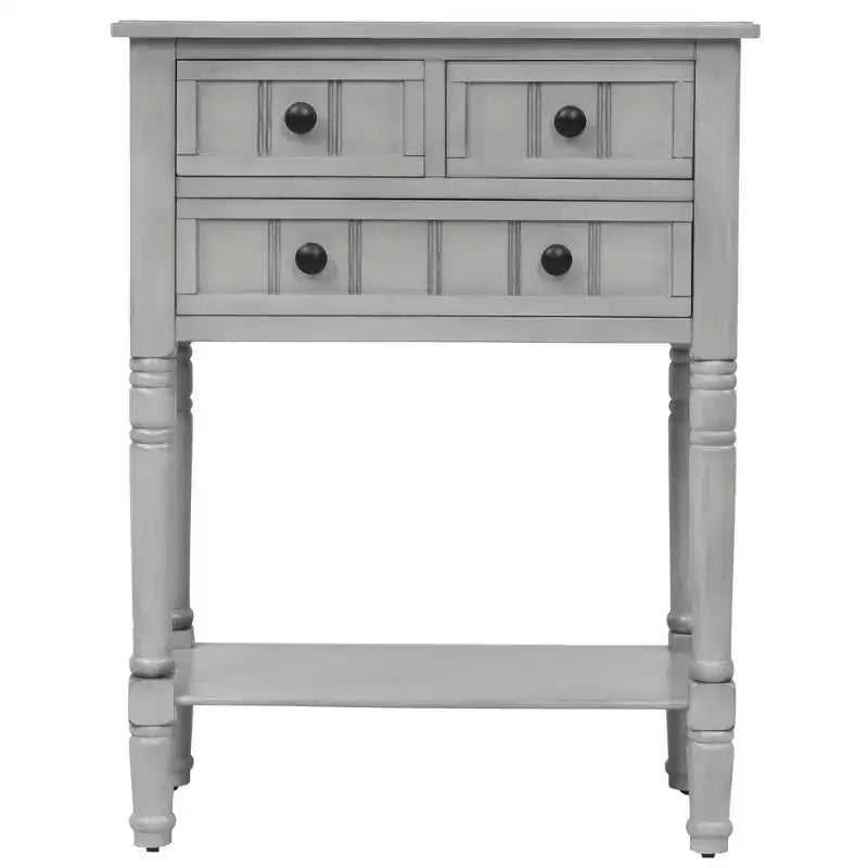 Console étroite, Table d'appoint mince avec trois tiroirs de rangement et une étagère inférieure (Espresso)