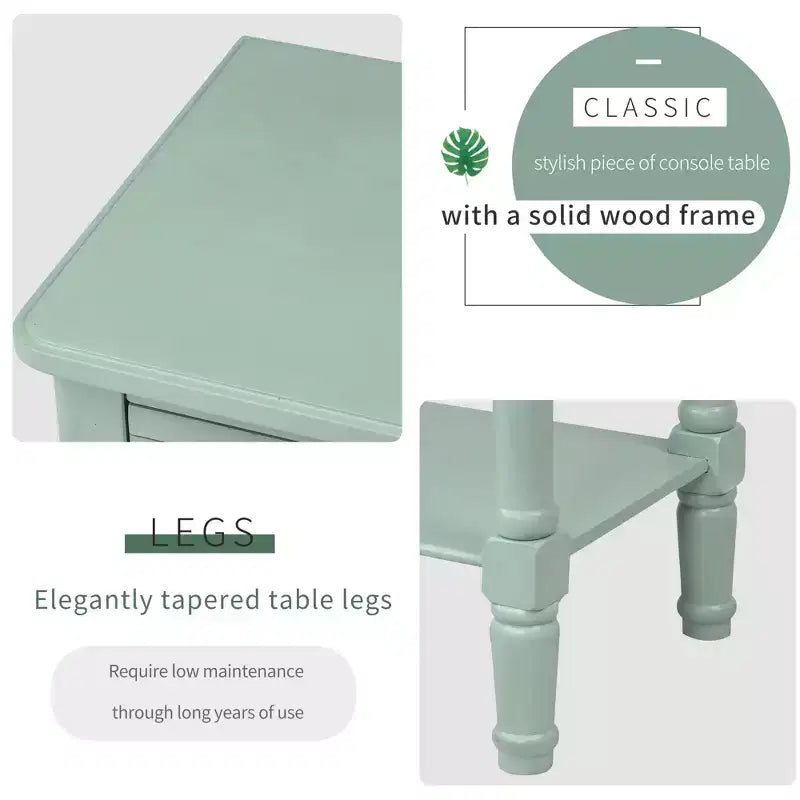 Console étroite, Table d'appoint mince avec trois tiroirs de rangement et une étagère inférieure (Espresso)