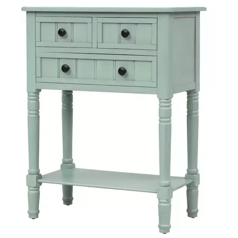 Console étroite, Table d'appoint mince avec trois tiroirs de rangement et une étagère inférieure (Espresso)
