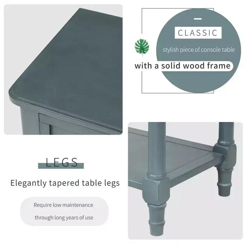 Console étroite, Table d'appoint mince avec trois tiroirs de rangement et une étagère inférieure (Espresso)