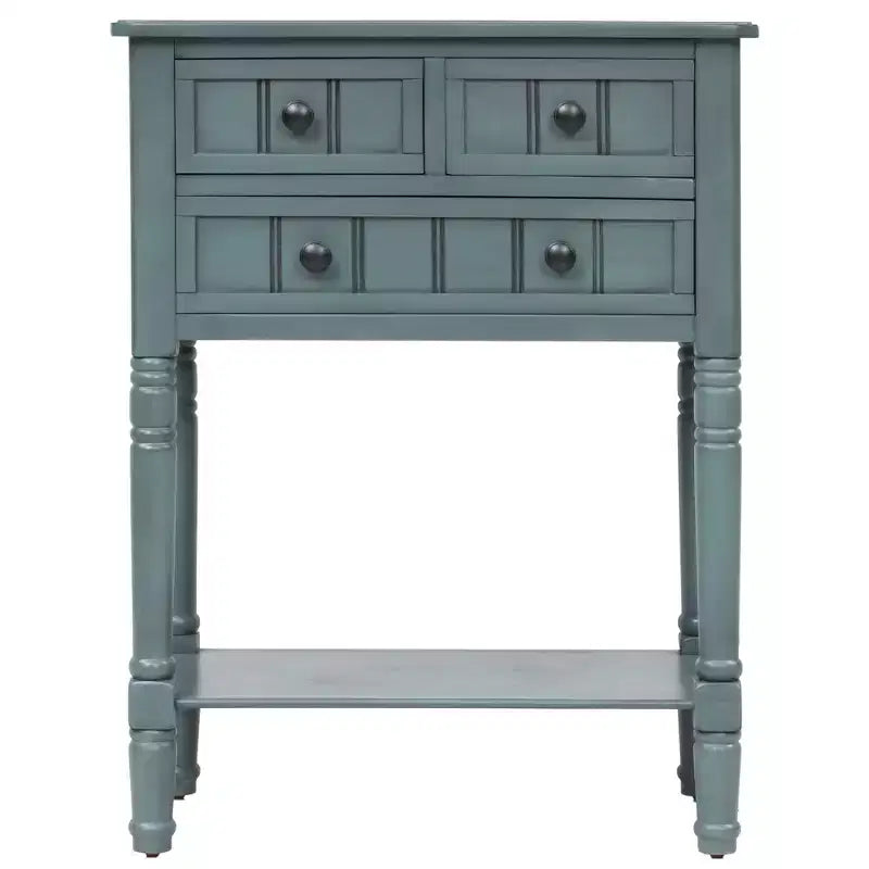 Console étroite, Table d'appoint mince avec trois tiroirs de rangement et une étagère inférieure (Espresso)