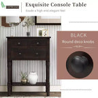 Console étroite, Table d'appoint mince avec trois tiroirs de rangement et une étagère inférieure (Espresso)