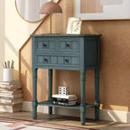 Console étroite, Table d'appoint mince avec trois tiroirs de rangement et une étagère inférieure (Espresso)