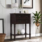 Narrow Console Table, Slim Sofa Table with Three Storage Drawers and Bottom Shelf (Espresso)